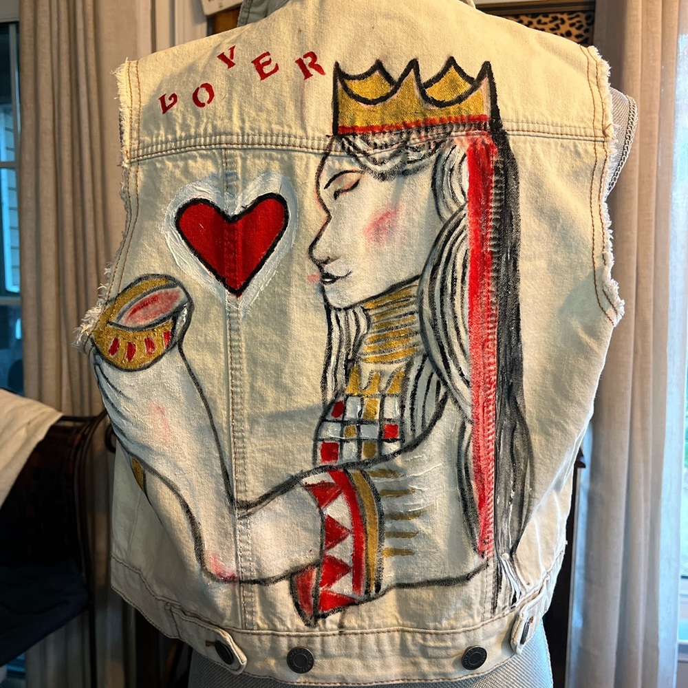 Denim painted vest